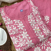 Vriksham Pink Chikankari Kurti & Pajama Set-VS4333
